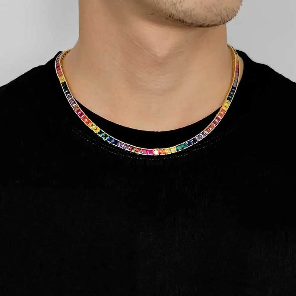 ESKEEM Fashion Iced Out Rainbow Tennis Necklace 4mm 18K Gold Plated Square Colorful Cubic Zirconia Tennis Bracelet Wholesale
ESKEEM Fashion Iced Out Rainbow Tennis Necklace 4mm 18K Gold Plated Square Colorful Cubic Zirconia Tennis Bracelet Wholesale