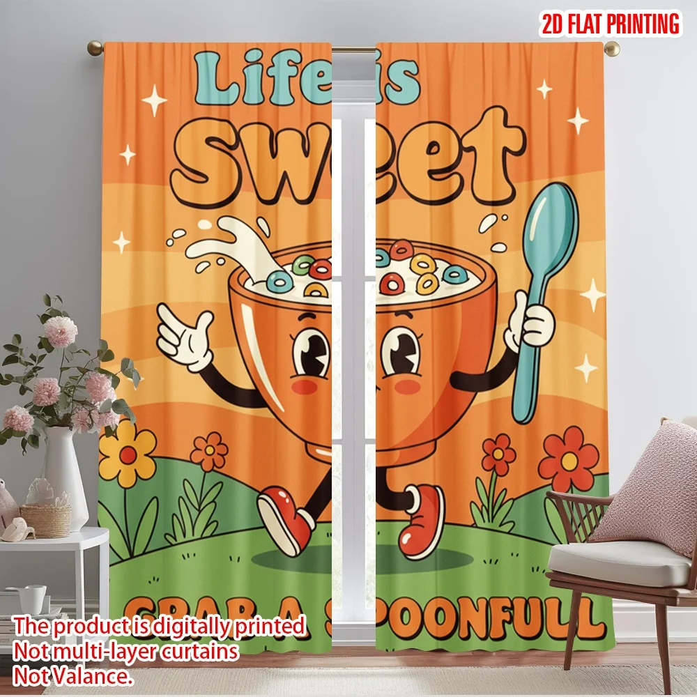 2pcs 2D flat printing Curtains Sweet Cereal Bowl Retro Cartoon Spoonful 100% Polyester Without Electricity Party Decorations
2pcs 2D flat printing Curtains Sweet Cereal Bowl Retro Cartoon Spoonful 100% Polyester Without Electricity Party Decorations