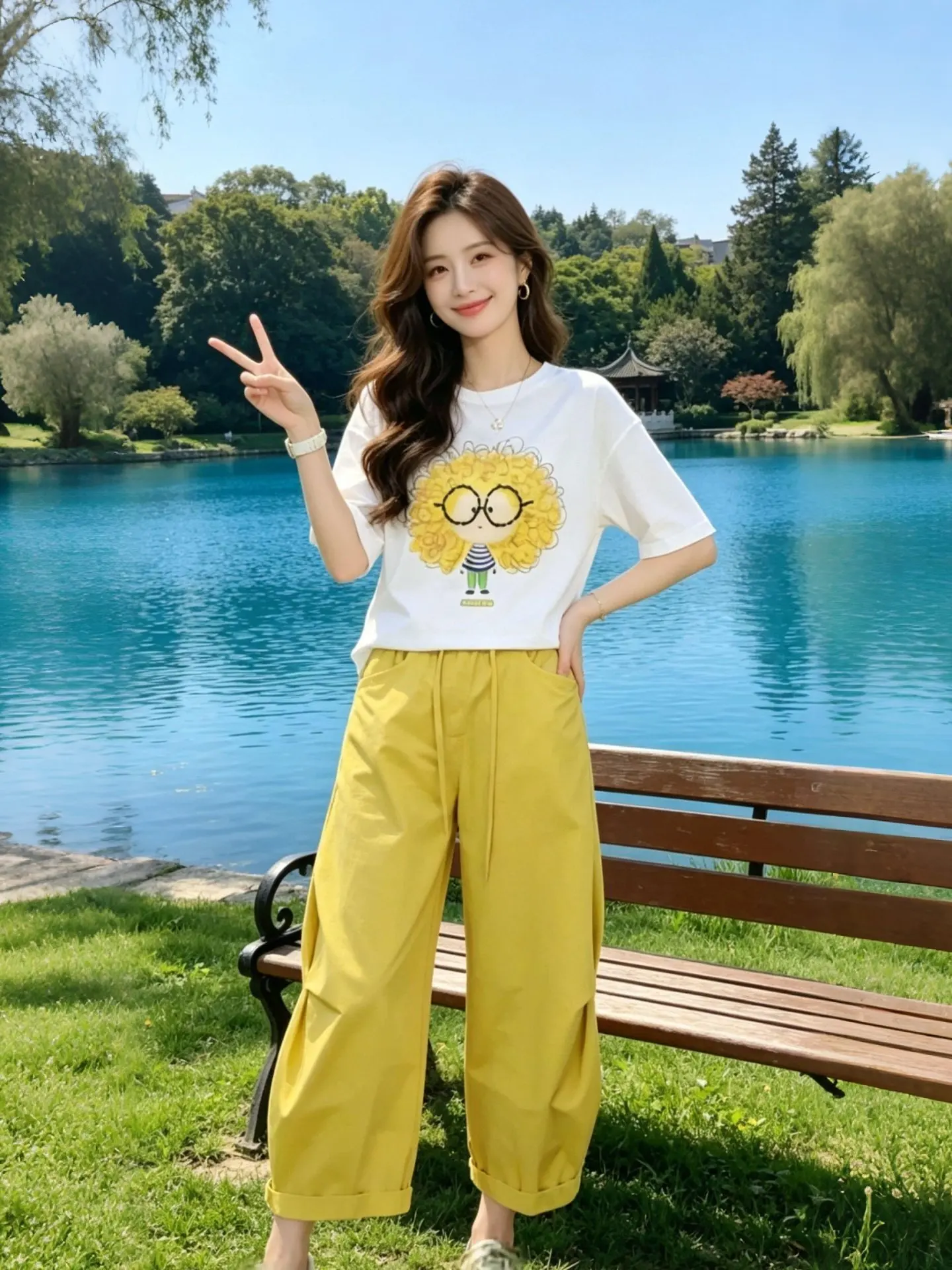 Fashionable Casual Loose Printed Short Sleeve T-Shirt Women's Summer New Arrival Set with Loose Pants Breathable Lightweight ...
Fashionable Casual Loose Printed Short Sleeve T-Shirt Women's Summer New Arrival Set with Loose Pants Breathable Lightweight ...