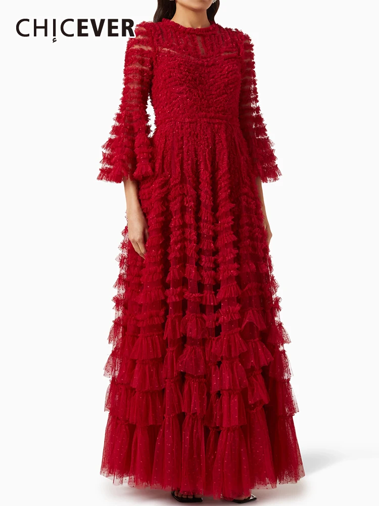 CHICEVER Spliced Patchwork Mesh Dresses For Women Round Neck Flare Sleeve High Waist Autumn Casual Loose A Line Dress Female New
CHICEVER Spliced Patchwork Mesh Dresses For Women Round Neck Flare Sleeve High Waist Autumn Casual Loose A Line Dress Female New
