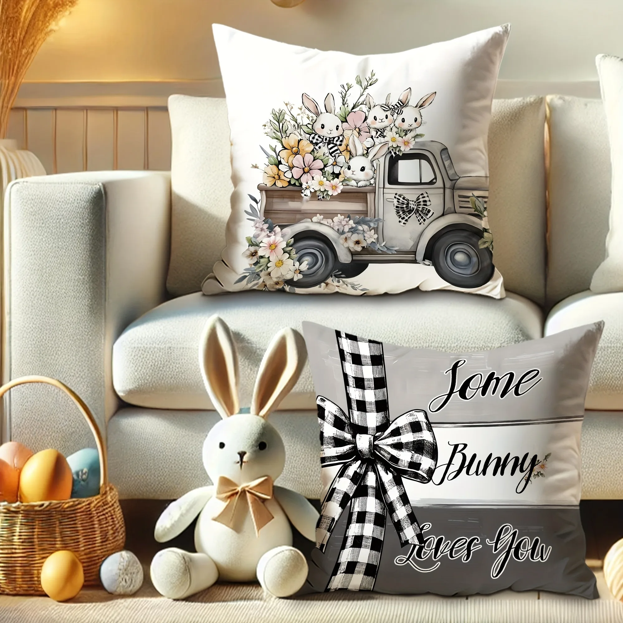 4pcEaster Truck Bunny Print Nordic Home Decor Pillowcase Bedroom Living Room Sofa Decoration Polyester Cushion Cover with Zipper
4pcEaster Truck Bunny Print Nordic Home Decor Pillowcase Bedroom Living Room Sofa Decoration Polyester Cushion Cover with Zipper