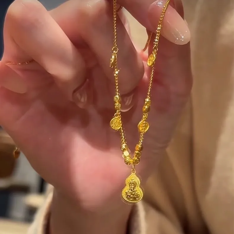 Ping An Joy Crushed Ice Gourd Necklace for Women, Light Luxury, Simplicity, Luxury 24K Collarbone Chain
Ping An Joy Crushed Ice Gourd Necklace for Women, Light Luxury, Simplicity, Luxury 24K Collarbone Chain