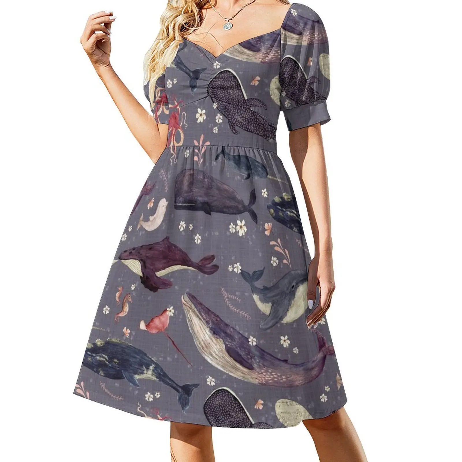 Whale's song lavender Short-Sleeved Dress Long dresses Dress woman summer clothes for women
Whale's song lavender Short-Sleeved Dress Long dresses Dress woman summer clothes for women