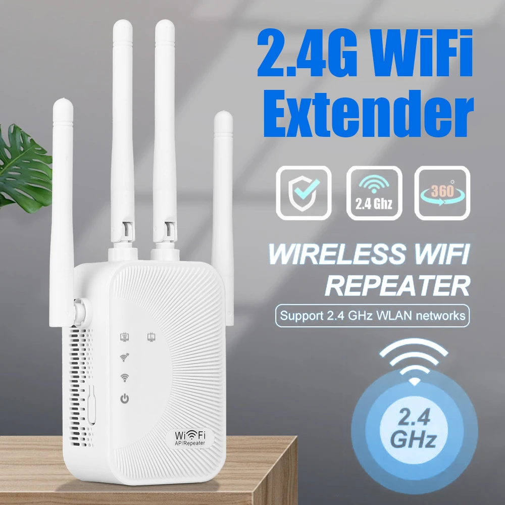 WiFi Extender 300Mbps, 2.4Ghz, With 4 Antennas, 360° Full Coverage for 35+ Devices, Ethernet Port & 1-Tap Setup - Boost Signal
WiFi Extender 300Mbps, 2.4Ghz, With 4 Antennas, 360° Full Coverage for 35+ Devices, Ethernet Port & 1-Tap Setup - Boost Signal