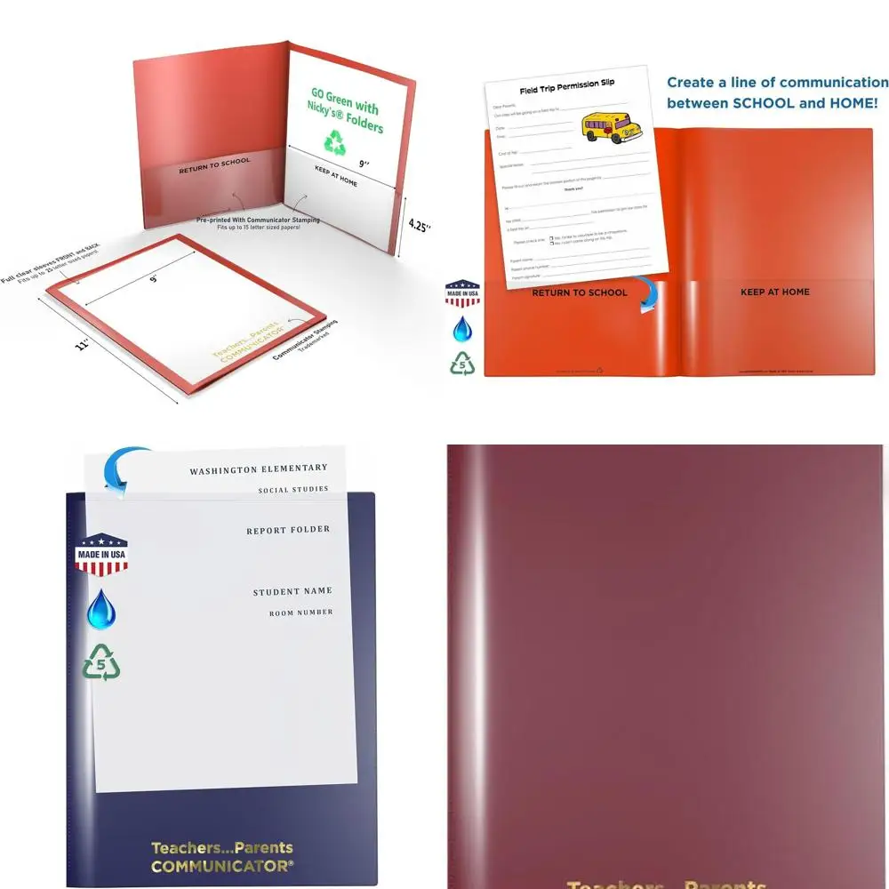 Tear-Resistant Plastic Folders with Pockets, 2 Exterior Sleeves, Letter Size, Metallic Maroon, 24 Pack
Tear-Resistant Plastic Folders with Pockets, 2 Exterior Sleeves, Letter Size, Metallic Maroon, 24 Pack