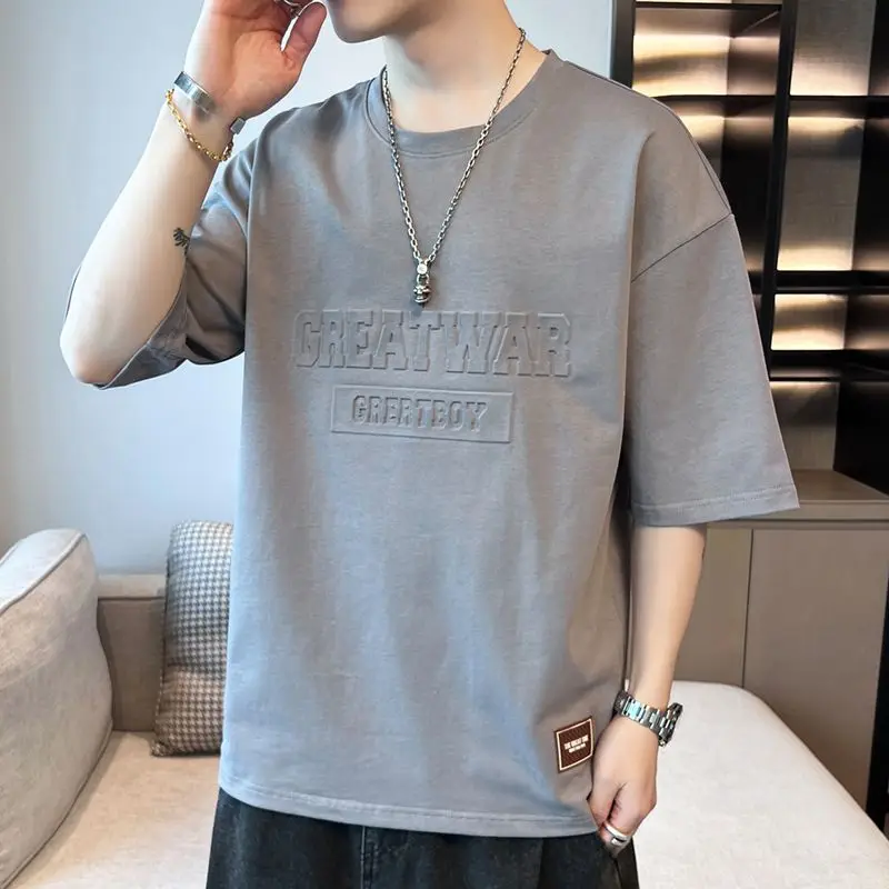 Basic Letter Round Neck T-shirts Summer Casual Solid Color Men's Clothing Loose Short Sleeve Stylish Patch Designs Pullovers New
Basic Letter Round Neck T-shirts Summer Casual Solid Color Men's Clothing Loose Short Sleeve Stylish Patch Designs Pullovers New