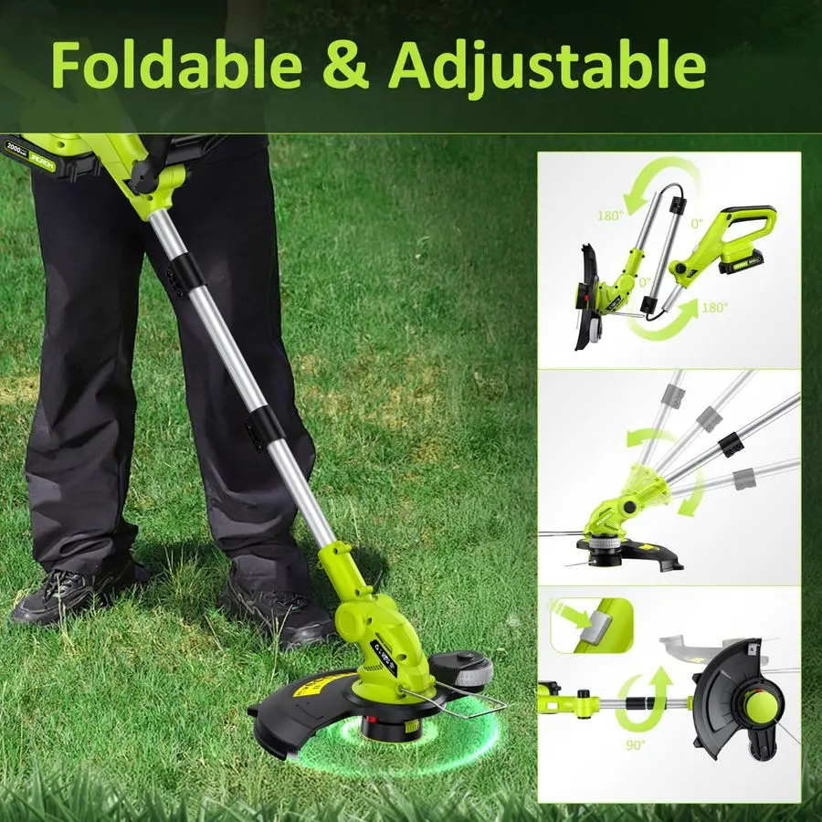 Electric String Trimmer Cordless with 2x2.0Ah Battery, 20V Battery Powered 12inch Lawn Mover Edger Lawn Tool with Charger, Powe
Electric String Trimmer Cordless with 2x2.0Ah Battery, 20V Battery Powered 12inch Lawn Mover Edger Lawn Tool with Charger, Powe