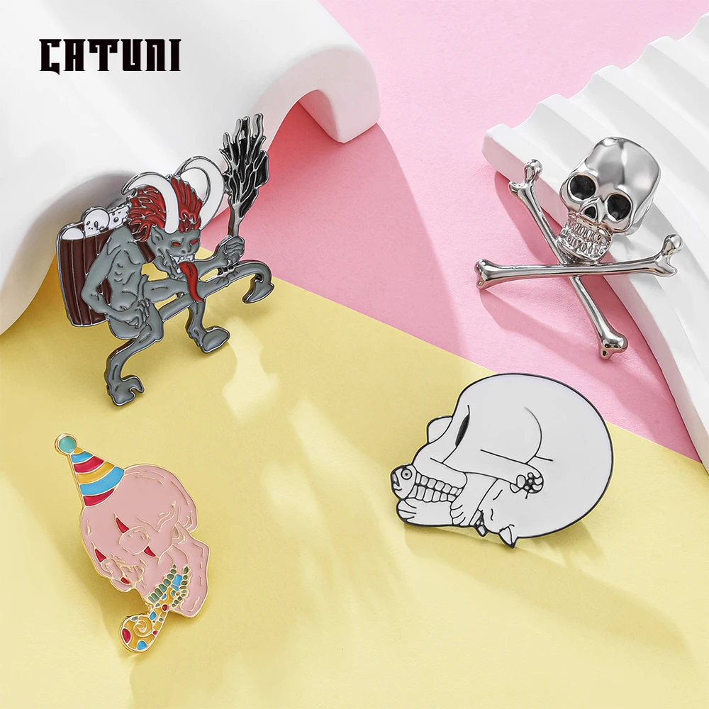 Catuni Skull Krampus Goth Enamel Pin Punk Brooch Bag Hat Lapel Lanyard Backpack Badge Accessories Gift for Pagans Horror Fan 
Catuni Skull Krampus Goth Enamel Pin Punk Brooch Bag Hat Lapel Lanyard Backpack Badge Accessories Gift for Pagans Horror Fan