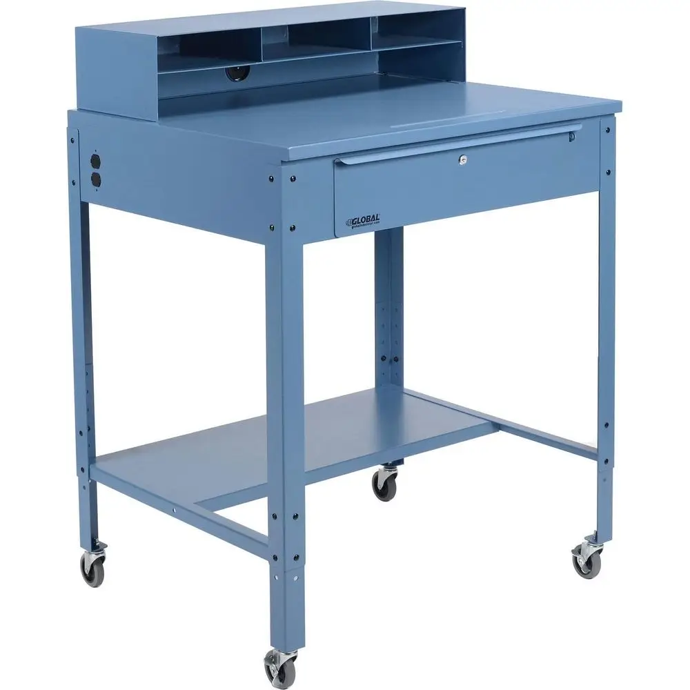 34.5 Wide x 30 Deep x 38 High Mobile Shop Desk with Surface Cutout, Blue
34.5 Wide x 30 Deep x 38 High Mobile Shop Desk with Surface Cutout, Blue