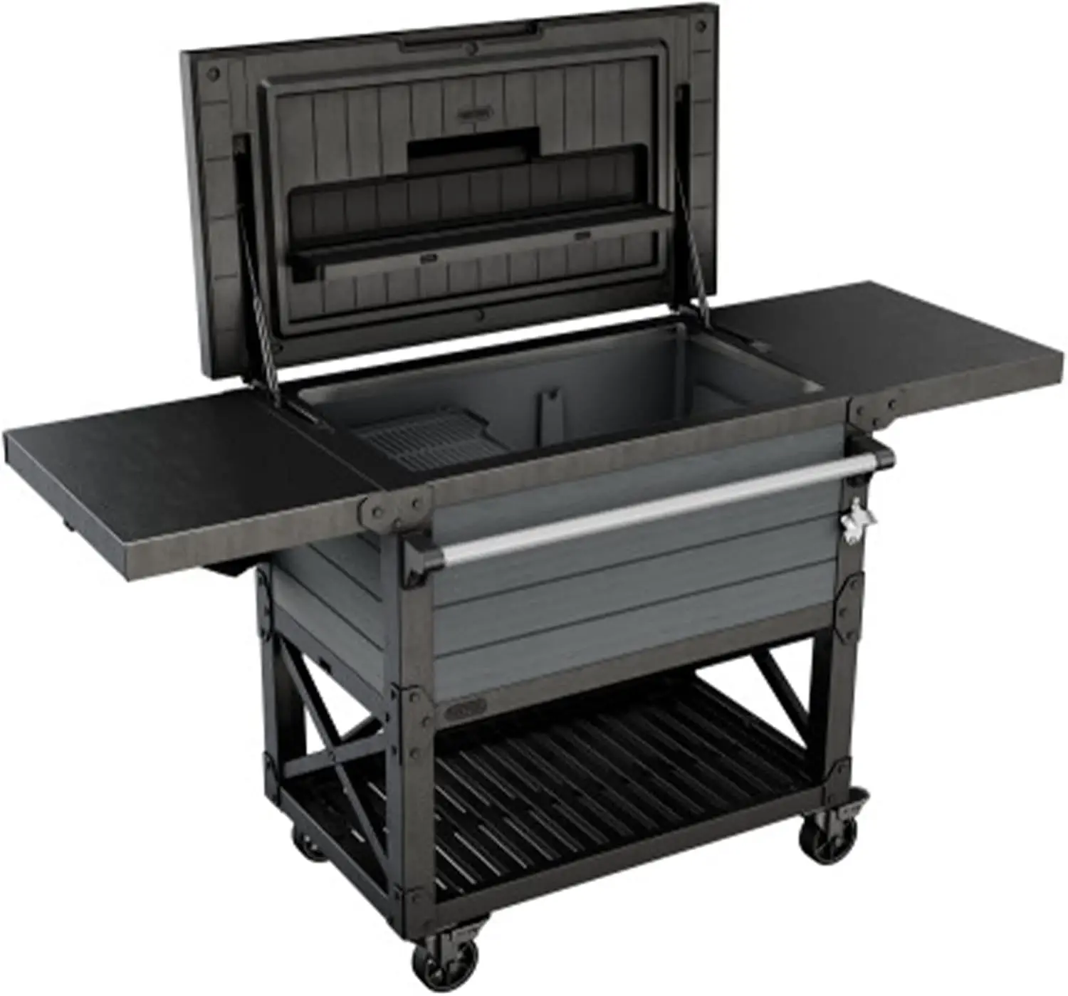 Portable Outdoor Patio Cooler Ice Chest, Insulated Beverage Party Bar Cart Table with Swivel Wheels, Storage Shelves
Portable Outdoor Patio Cooler Ice Chest, Insulated Beverage Party Bar Cart Table with Swivel Wheels, Storage Shelves