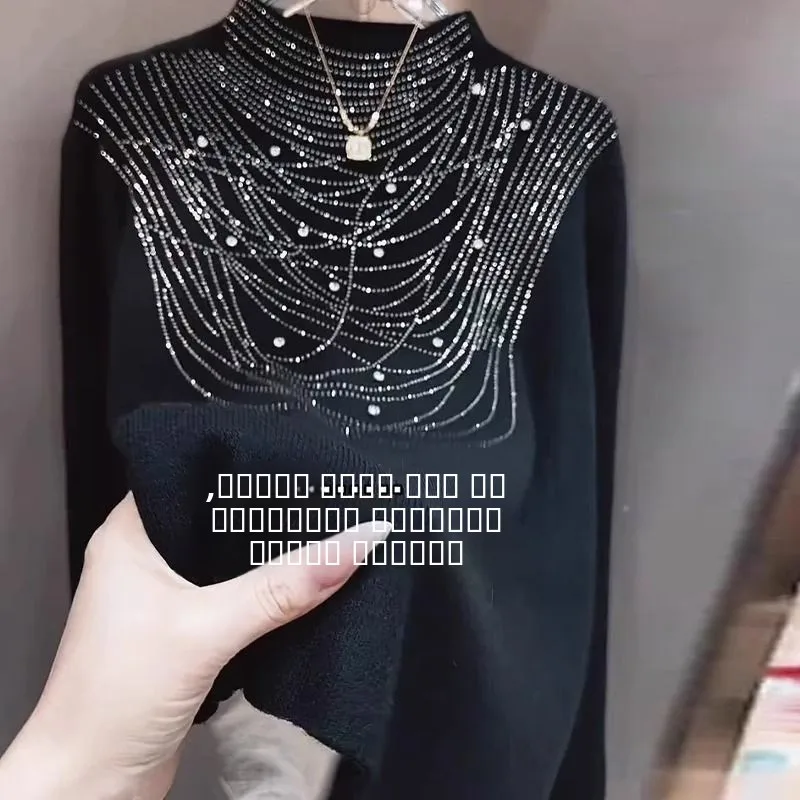 Knitted Long Sleeve Base Shirt for Women Heavy Work Half High Collar Autumn Winter New Style Women's Top Fashionabl...
Knitted Long Sleeve Base Shirt for Women Heavy Work Half High Collar Autumn Winter New Style Women's Top Fashionabl...