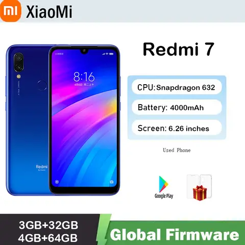Firmware globale Smartphone Xiaomi Redmi 7 Dual SIM Solt Cellulare Android e Doppia fotocamera telefono usato