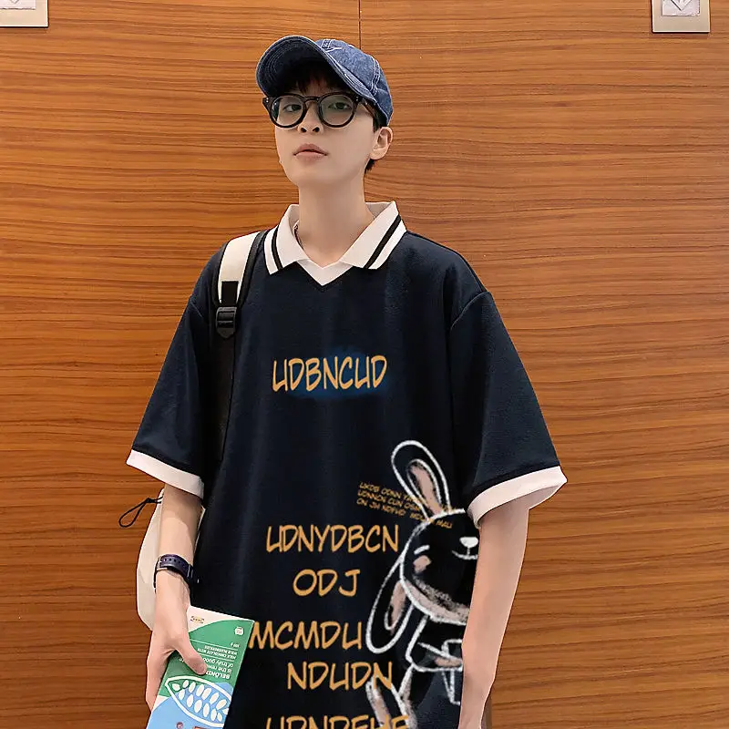 Y2k Streetwear Summer Men's Clothing Polo Shirt Cartoon Rabbit Print Loose Casual Short Sleeve Lapel T Shirt Youthful Vitality
Y2k Streetwear Summer Men's Clothing Polo Shirt Cartoon Rabbit Print Loose Casual Short Sleeve Lapel T Shirt Youthful Vitality