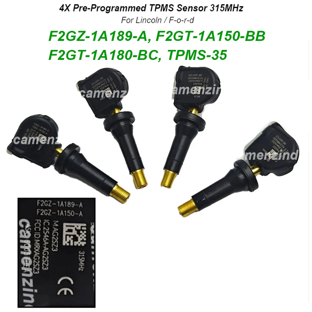 4PCS Programmed 315MHz TPMS Sensor F2GZ-1A189-A TPMS-35 For Lincoln MKX Nautilus Mark LT F2GT-1A150-BB F2GT-1A180-BC F2GZ1A189A
4PCS Programmed 315MHz TPMS Sensor F2GZ-1A189-A TPMS-35 For Lincoln MKX Nautilus Mark LT F2GT-1A150-BB F2GT-1A180-BC F2GZ1A189A