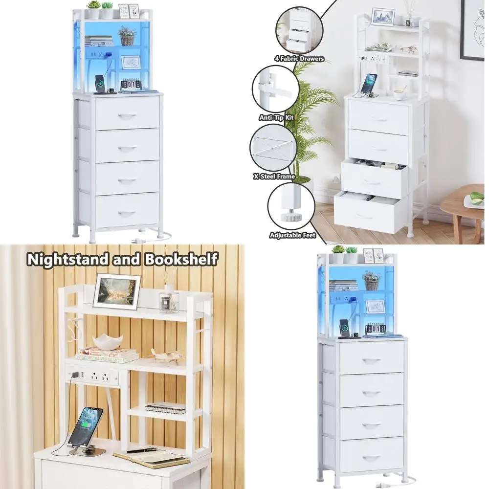 Прикроватная тумбочка 52.1 LED с зарядной станцией, USB-портами, тканевыми ящиками и многоуровневым хранением для спальни, общежития или офиса (белая)
Прикроватная тумбочка 52.1 LED с зарядной станцией, USB-портами, тканевыми ящиками и многоуровневым хранением для спальни, общежития или офиса (белая)