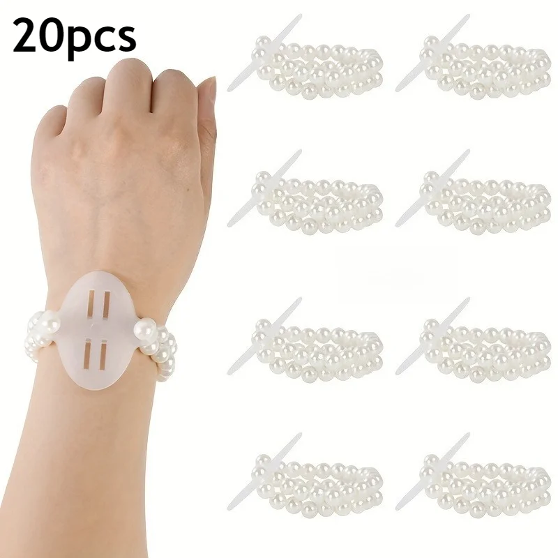 20pcs Elegant Elastic Pearl Wrist Bands Plastic Corsage Additions with Artificial Flowers for Weddings Beach Party Wedding Decor
20pcs Elegant Elastic Pearl Wrist Bands Plastic Corsage Additions with Artificial Flowers for Weddings Beach Party Wedding Decor