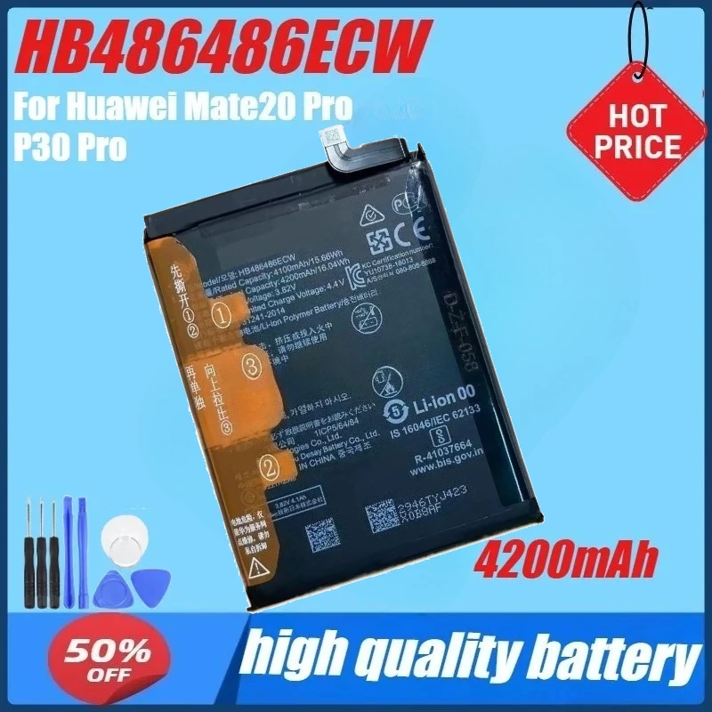 Аккумулятор для мобильного телефона HB486486ECW емкостью 4200 мАч для Huawei Mate20 Pro P30 Pro Mate 20 Pro + инструменты
Аккумулятор для мобильного телефона HB486486ECW емкостью 4200 мАч для Huawei Mate20 Pro P30 Pro Mate 20 Pro + инструменты