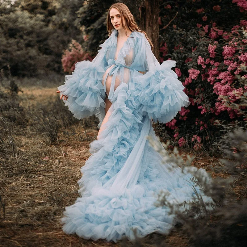 Luxury Maternity Robes Women Puffy Tulle Bathrobe Prom Dresses for Photo Shoot Long Sleeve Sleepwear Photography Custom Made
Luxury Maternity Robes Women Puffy Tulle Bathrobe Prom Dresses for Photo Shoot Long Sleeve Sleepwear Photography Custom Made