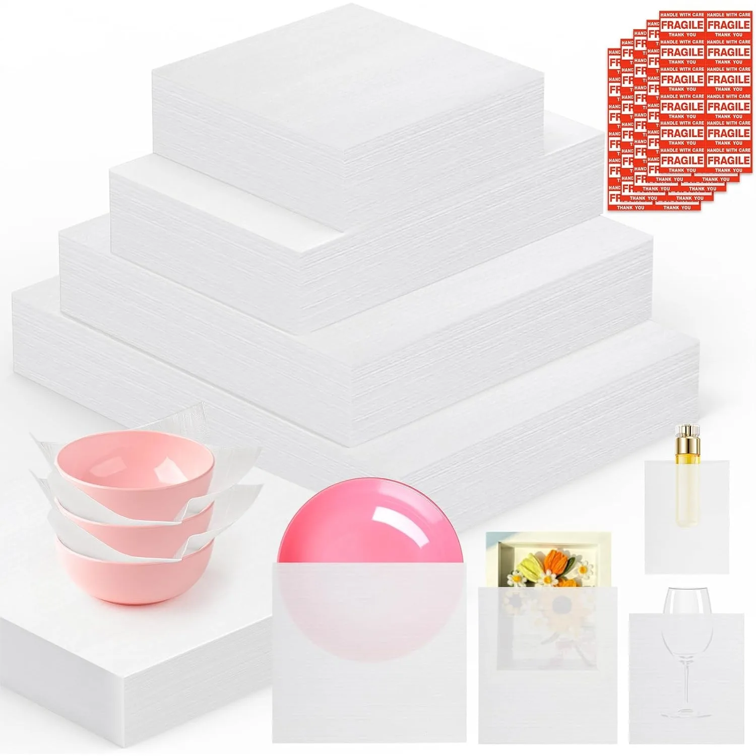 560Pcs Moving Supplies with Foam Wrap Pouches and Sheets for Plates Fragile Storage, 4 Sizes (16x12,12x12,12x7.8,7.8x7.8) with
560Pcs Moving Supplies with Foam Wrap Pouches and Sheets for Plates Fragile Storage, 4 Sizes (16x12,12x12,12x7.8,7.8x7.8) with