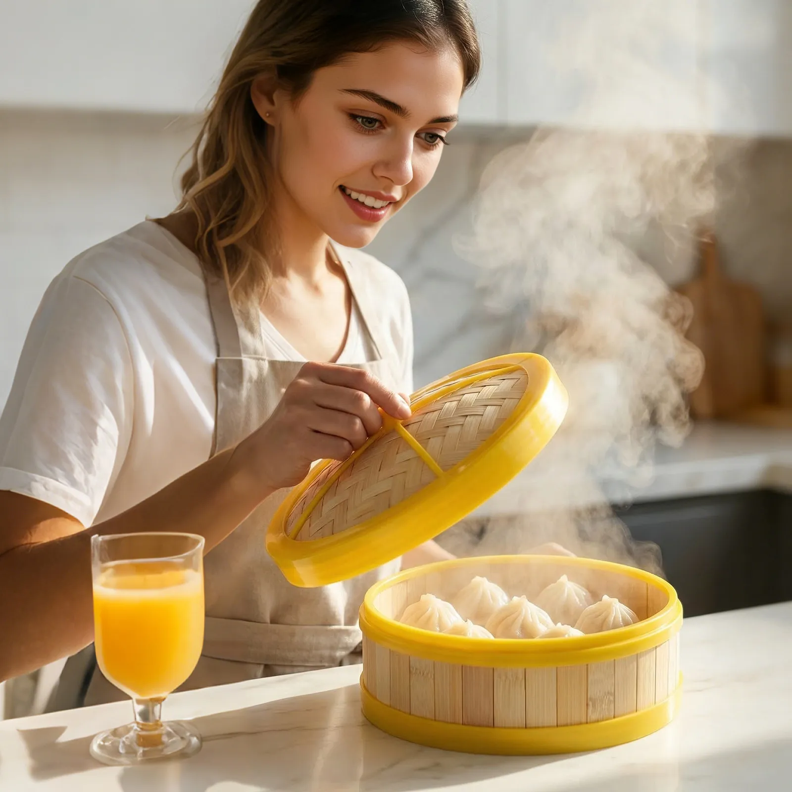 1Set Bamboo Steamer Single Tier with Lid Steam Basket for Bun Dim Sum Dumpling Rice Vegetable Fish Cooking Home Kitchen Eco
1Set Bamboo Steamer Single Tier with Lid Steam Basket for Bun Dim Sum Dumpling Rice Vegetable Fish Cooking Home Kitchen Eco