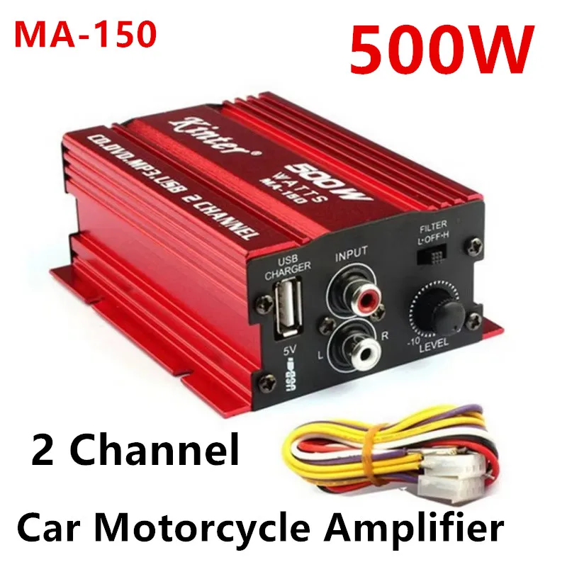 MA150 Mini 12V 2 Channel HiFi Stereo Power Amplifier Car Motorcycle Subwoofer Speaker with USB
MA150 Mini 12V 2 Channel HiFi Stereo Power Amplifier Car Motorcycle Subwoofer Speaker with USB