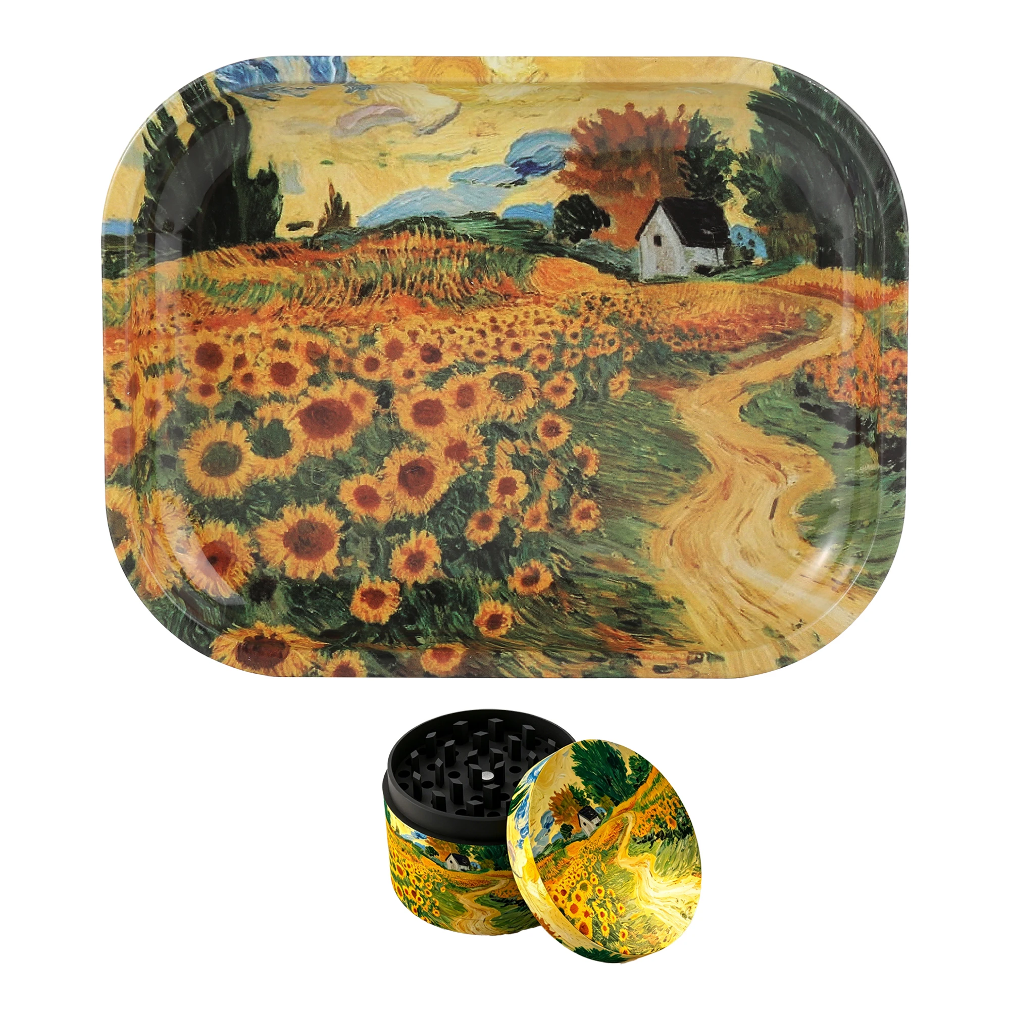 1/2 Pieces Sunflower Field Rolling Tray & Grinder Set - Premium Metal Herb Grinder with Decorative Tray for Smoking & Home Decor
1/2 Pieces Sunflower Field Rolling Tray & Grinder Set - Premium Metal Herb Grinder with Decorative Tray for Smoking & Home Decor
