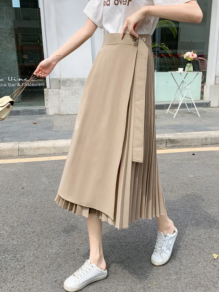 High Quality Irregular Pleated Skirt Women Autumn A - Line High Waist Skirt Chic Mid - Length Black Skirts Female
High Quality Irregular Pleated Skirt Women Autumn A - Line High Waist Skirt Chic Mid - Length Black Skirts Female