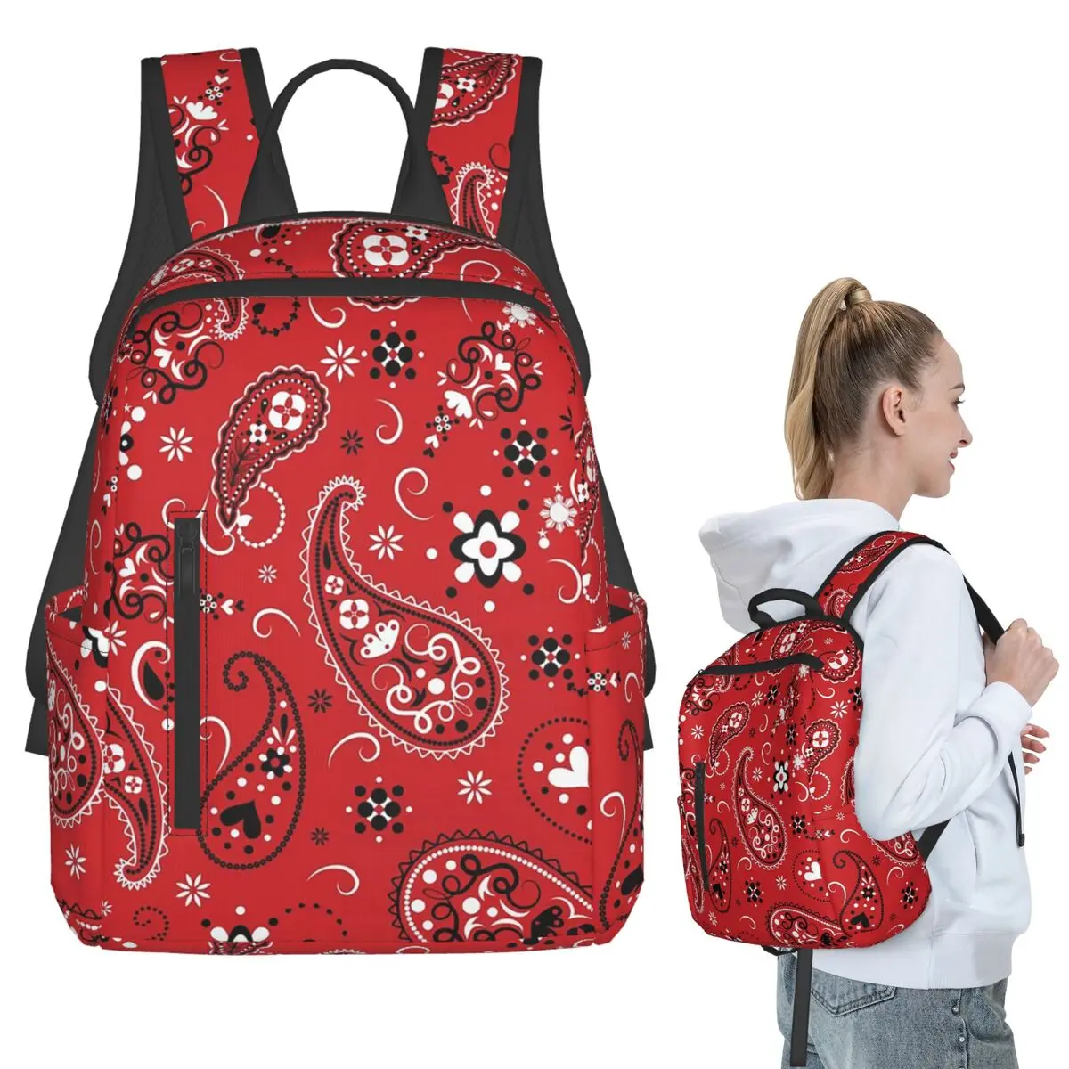 Red Bandanas Paisley Backpack Student BookBag Kids School Bag Laptop Shoulder Bags Men Women
Red Bandanas Paisley Backpack Student BookBag Kids School Bag Laptop Shoulder Bags Men Women