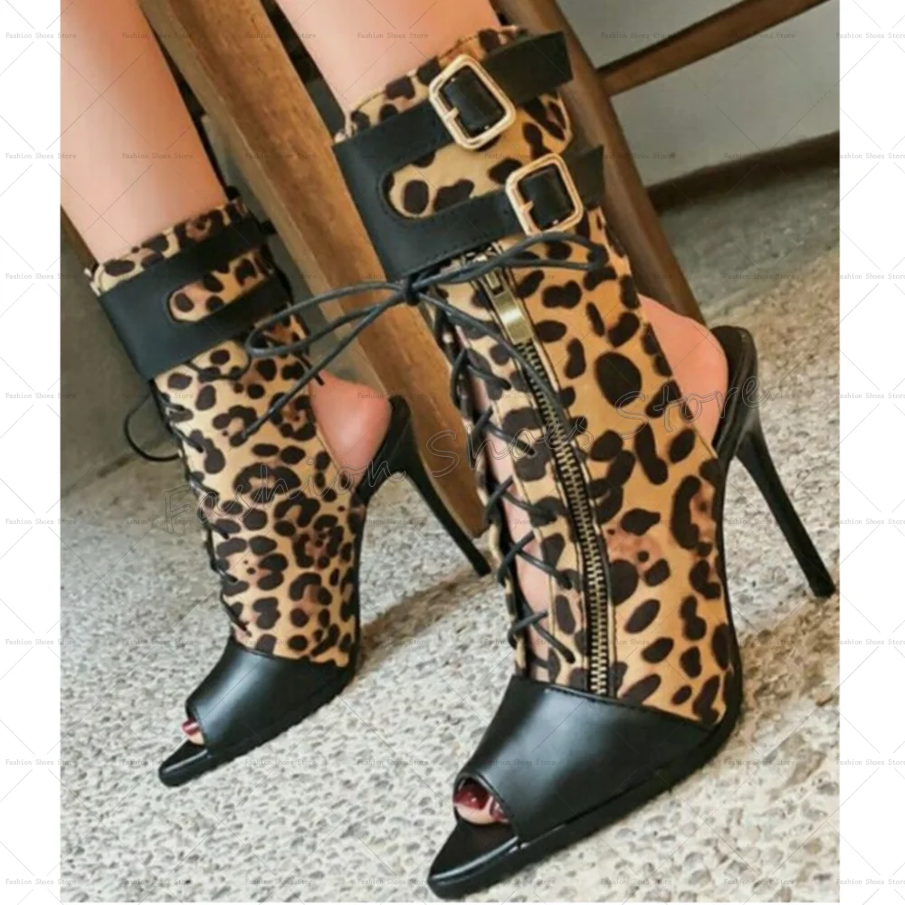 Leopard Pointed Toe Zipper Decor Sandals Boots Thin High Heels Lace up High Heel Shoes for Women Heels 2025 New Zapatos Para Muj
Leopard Pointed Toe Zipper Decor Sandals Boots Thin High Heels Lace up High Heel Shoes for Women Heels 2025 New Zapatos Para Muj