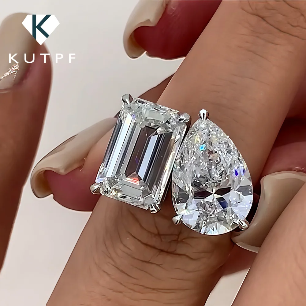 5cttw Pear&Emerald Cut Moissanite Diamond Engagement Rings for Women Two Stone 925 Sterling Silver Wedding Band with Certificate
5cttw Pear&Emerald Cut Moissanite Diamond Engagement Rings for Women Two Stone 925 Sterling Silver Wedding Band with Certificate