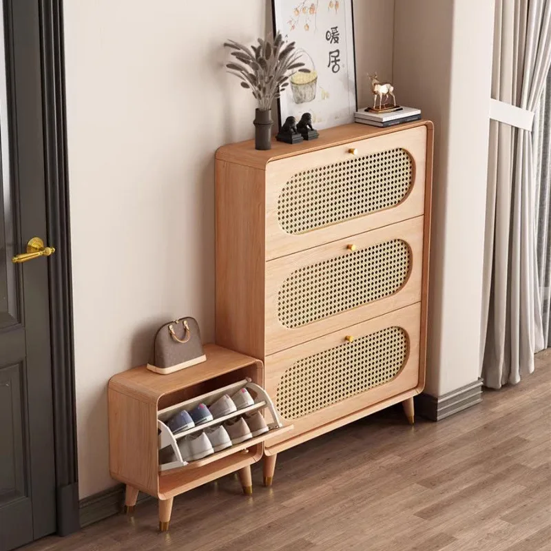 Solid wood ultra-thin imitation rattan woven tipping bucket shoe cabinet at the entrance staircase shoe cabinet Nordic simple me
Solid wood ultra-thin imitation rattan woven tipping bucket shoe cabinet at the entrance staircase shoe cabinet Nordic simple me