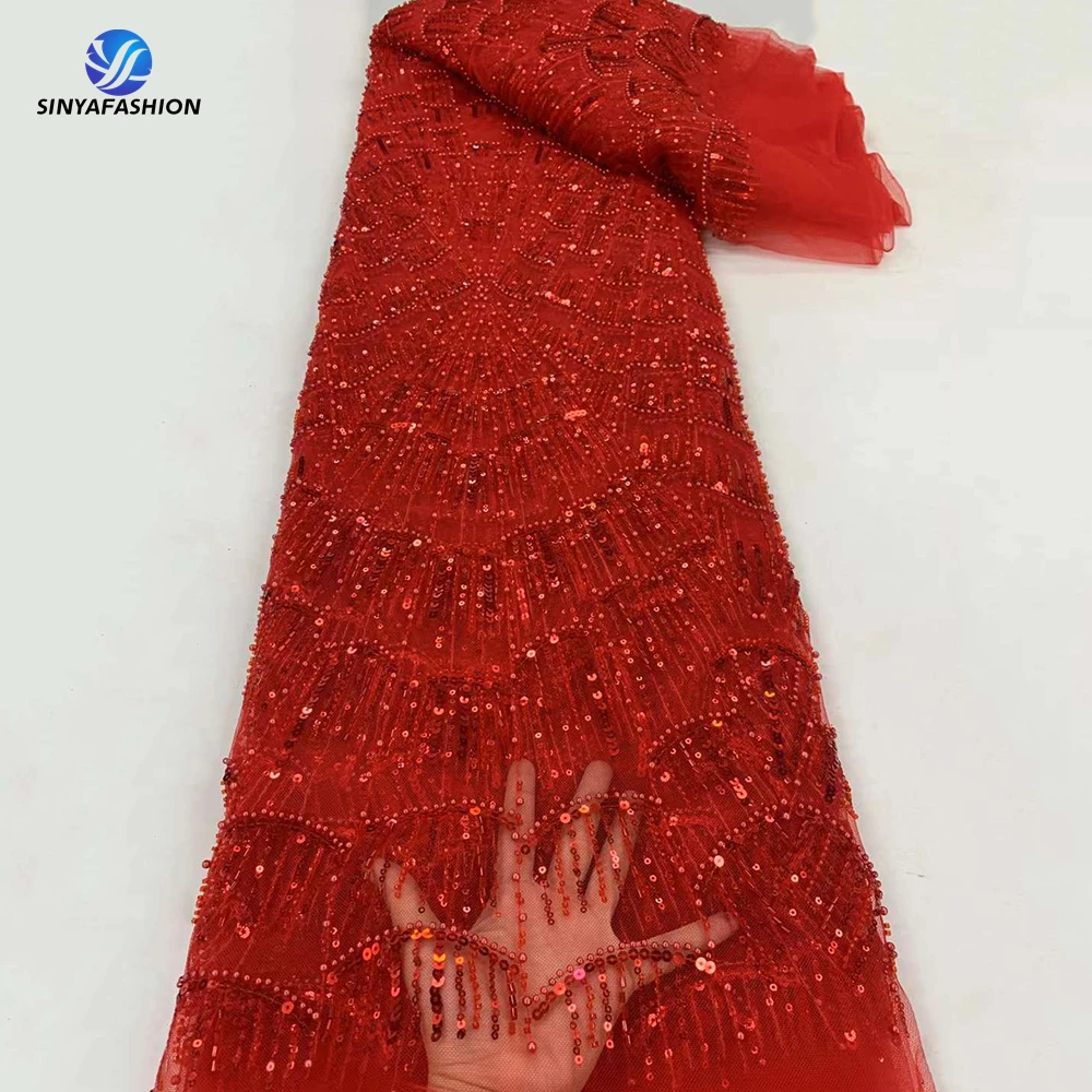 Sinya Red White Black Gold African Sequins Beads Pearls Nigerian French Embroidery Bridal Wedding Beaded Lace Fabric Luxury
Sinya Red White Black Gold African Sequins Beads Pearls Nigerian French Embroidery Bridal Wedding Beaded Lace Fabric Luxury