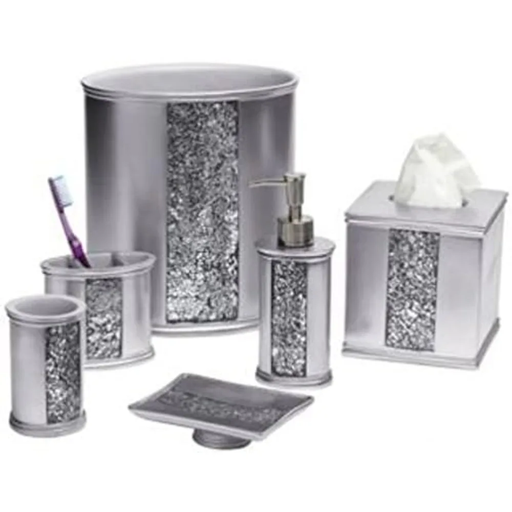 6-Piece Resin Bath Accessory Set with Cracked Glass Design
6-Piece Resin Bath Accessory Set with Cracked Glass Design