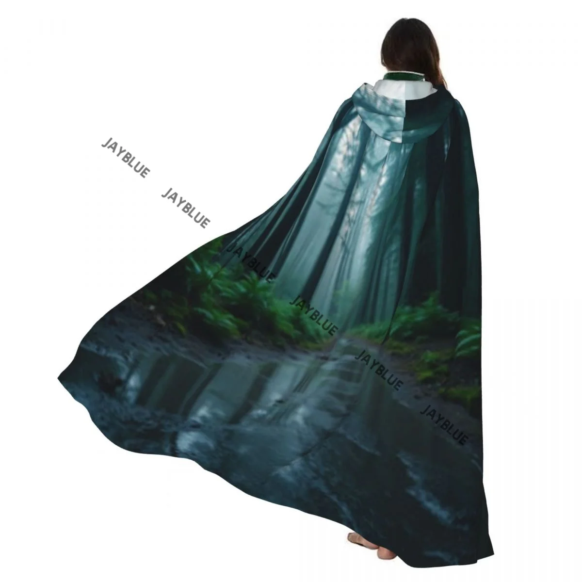 Двусторонний плащ-накидка унисекс с капюшоном для взрослых вампиров, туманный лес в утро 
Двусторонний плащ-накидка унисекс с капюшоном для взрослых вампиров, туманный лес в утро