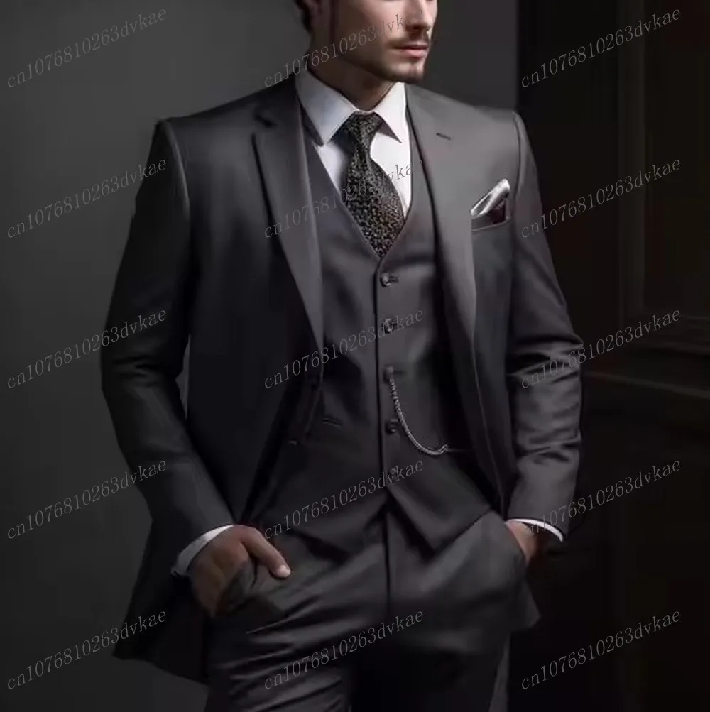 New Dark Grey Business Men Suit Groom Groomsman Wedding Party Prom Formal Occasion Male Tuxedos 3 Piece Set Blazer Vest Pants 01
New Dark Grey Business Men Suit Groom Groomsman Wedding Party Prom Formal Occasion Male Tuxedos 3 Piece Set Blazer Vest Pants 01