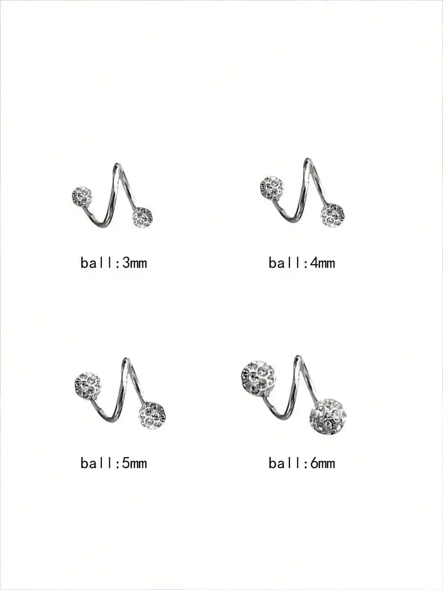 925 Sterling Silver Double Spiral Navel Ring With Crystal-Encrusted Balls, 3mm To 6mm Screw-On Belly Jewelry For Women
925 Sterling Silver Double Spiral Navel Ring With Crystal-Encrusted Balls, 3mm To 6mm Screw-On Belly Jewelry For Women