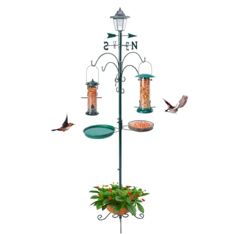Bird Feeder with Pole Outdoor, Shepherds Hook for Birdfeeder, Multi Feeder Hanging with Solar Lamp, Tube Feeder, Bird Bath and
Bird Feeder with Pole Outdoor, Shepherds Hook for Birdfeeder, Multi Feeder Hanging with Solar Lamp, Tube Feeder, Bird Bath and