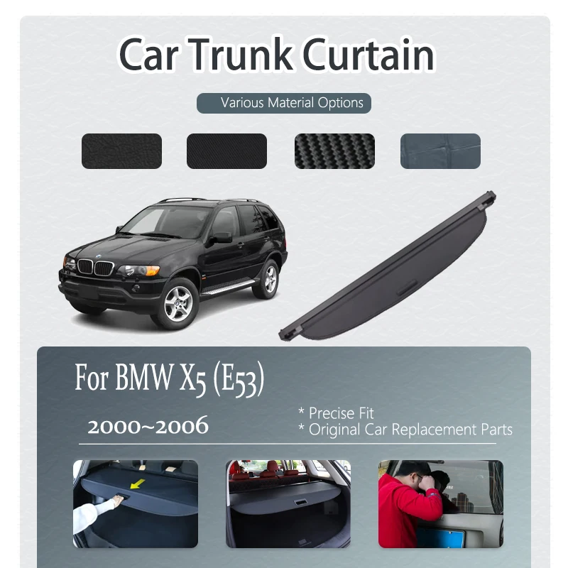 Car Trunk Curtain Cover For BMW X5 E53 2000 2001 2002 2003 2004 2005 Retractable Trunk Storage Rack Partition Shedes Accessories
Car Trunk Curtain Cover For BMW X5 E53 2000 2001 2002 2003 2004 2005 Retractable Trunk Storage Rack Partition Shedes Accessories