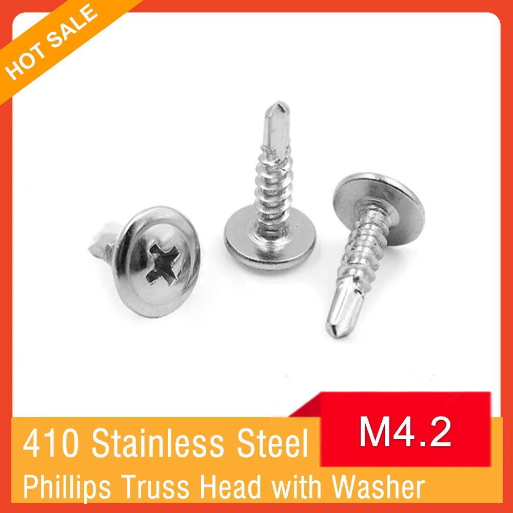 M4.2 410 Stainless Steel Phillips Truss Head with Washer Self-tapping Drill Tail Screw
M4.2 410 Stainless Steel Phillips Truss Head with Washer Self-tapping Drill Tail Screw