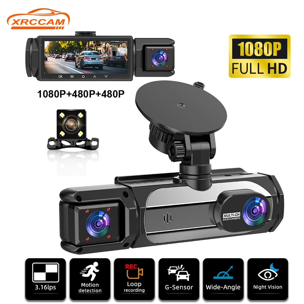 3 Cameras Dash Cam For Cars,Front Interior Side and Rear Cameras Car DVR,IR Night Vision 1080P+ 480P+480P Simultaneous Recording
3 Cameras Dash Cam For Cars,Front Interior Side and Rear Cameras Car DVR,IR Night Vision 1080P+ 480P+480P Simultaneous Recording