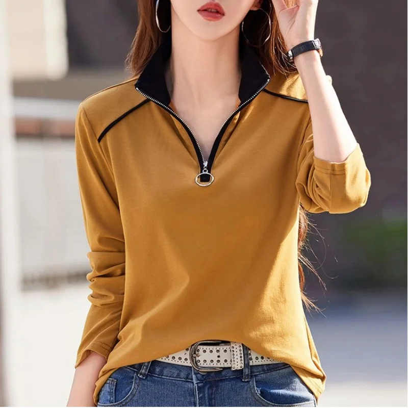 Stand-up Collar Long-sleeved Base Shirt T-shirt Women Spring and Autumn New Loose Sports Inner Zipper Lapel Top Wear Outside
Stand-up Collar Long-sleeved Base Shirt T-shirt Women Spring and Autumn New Loose Sports Inner Zipper Lapel Top Wear Outside