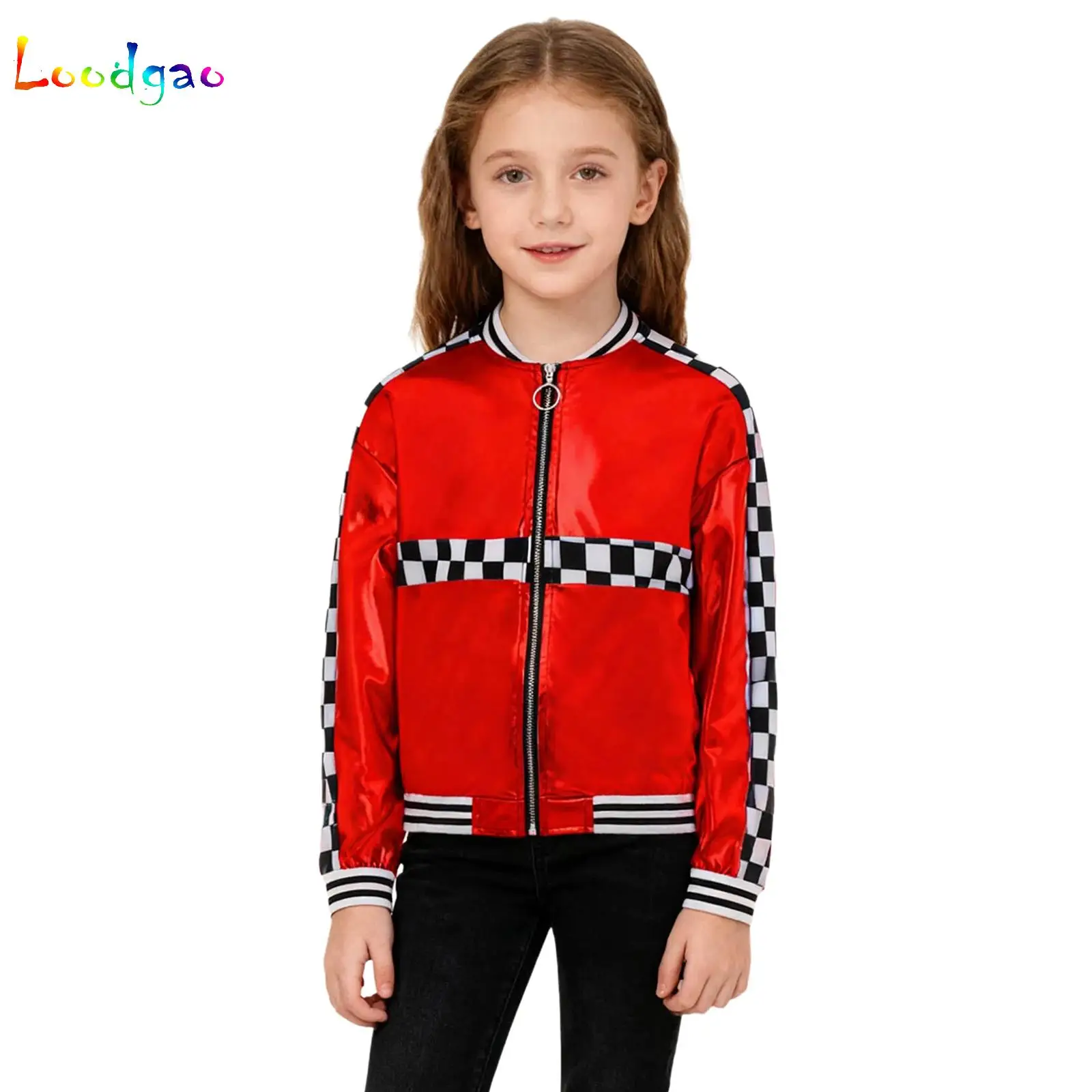 Kids Race Car Driver Outwear Long Sleeves Checkerboard Zipper Jacket Metallic Casual Sport Coat Halloween Carnival Racer Costume
Kids Race Car Driver Outwear Long Sleeves Checkerboard Zipper Jacket Metallic Casual Sport Coat Halloween Carnival Racer Costume