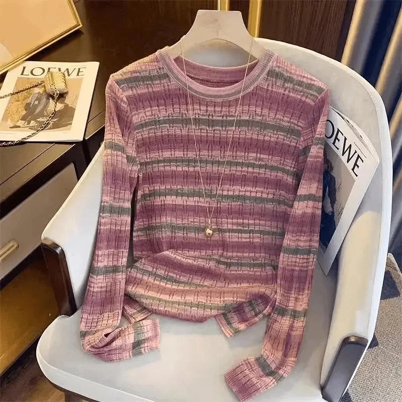 New Long Sleeve O-Neck Knit Sweater Women Pullovers Hollow Out Striped Knitted Sweater Pullover Women Tops Sueters
New Long Sleeve O-Neck Knit Sweater Women Pullovers Hollow Out Striped Knitted Sweater Pullover Women Tops Sueters