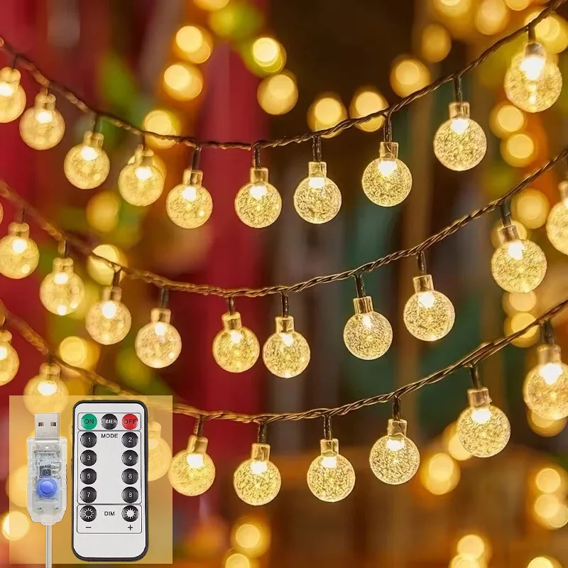USB Powered LED Crystal Ball String Lights 8 Modes 50/80 LEDs Waterproof with Remote for Outdoor Garden Party Christmas Decor
USB Powered LED Crystal Ball String Lights 8 Modes 50/80 LEDs Waterproof with Remote for Outdoor Garden Party Christmas Decor