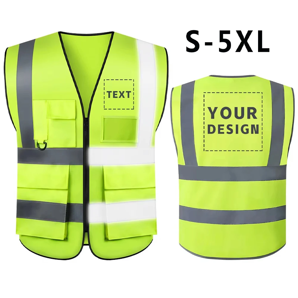 Custom LOGO Reflective Safety Vest with Pockets and Zipper High Visibility Security Protection Working Clothes Construction Vest
Custom LOGO Reflective Safety Vest with Pockets and Zipper High Visibility Security Protection Working Clothes Construction Vest