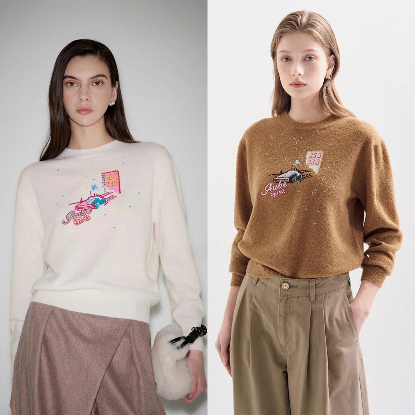 Cartoon Embroidered Woolen Knitwear round Neck Versatile Commute Style Knitted Sweater Small Shirt Quality Korean Fashion
Cartoon Embroidered Woolen Knitwear round Neck Versatile Commute Style Knitted Sweater Small Shirt Quality Korean Fashion