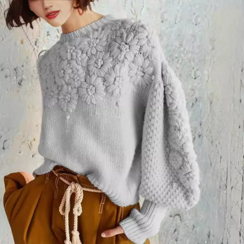 Women's Crew Neck Pullover Sweater Fashion European American Style Warm Knitted Embroidered Autumn Winter Temperament
Women's Crew Neck Pullover Sweater Fashion European American Style Warm Knitted Embroidered Autumn Winter Temperament