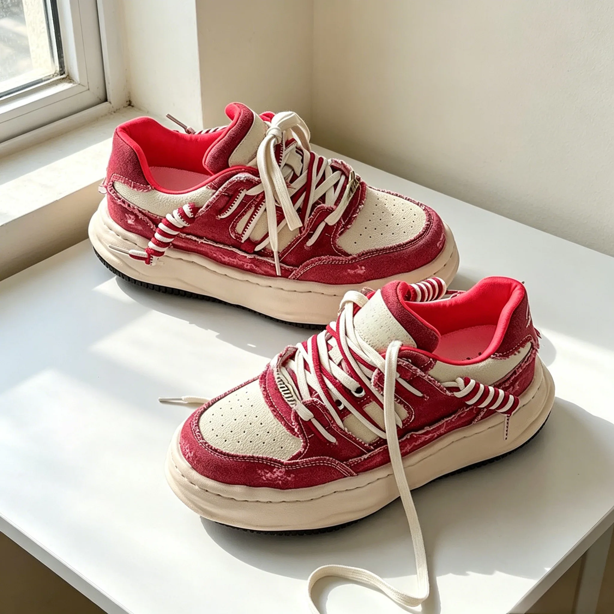 Unisex Acid Wash Distressed Denim Platform Sneakers 7cm Elevated Chunky Sole Casual Shoes
Unisex Acid Wash Distressed Denim Platform Sneakers 7cm Elevated Chunky Sole Casual Shoes