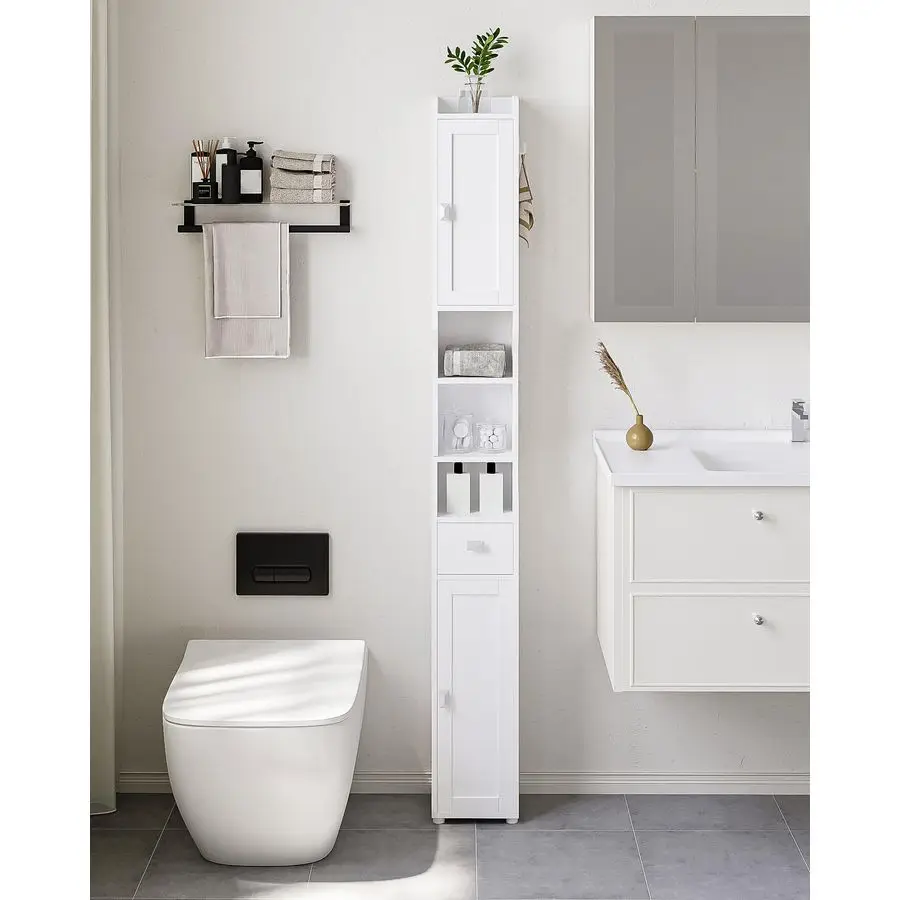 Bathroom Storage Cabinet, Narrow Tall Bathroom Cabinet, Freestanding Floor Cabinets with 2 Doors and 1 Drawer, Toilets Organize
Bathroom Storage Cabinet, Narrow Tall Bathroom Cabinet, Freestanding Floor Cabinets with 2 Doors and 1 Drawer, Toilets Organize