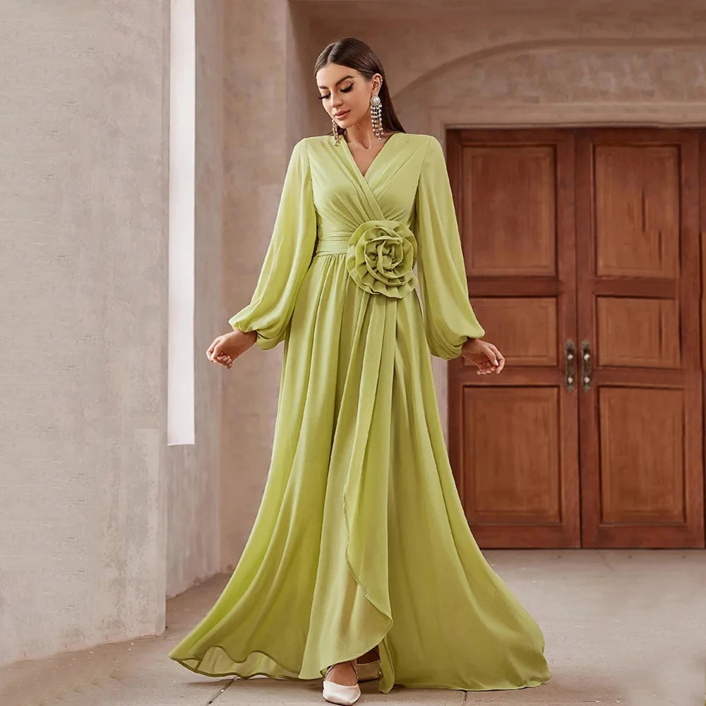 Customized Retro Chiffon Criss-Cross Handmade Flower Sash Pleat Draped A-line V-neck Long Dresses Bespoke Occasion Dresses Sexy
Customized Retro Chiffon Criss-Cross Handmade Flower Sash Pleat Draped A-line V-neck Long Dresses Bespoke Occasion Dresses Sexy